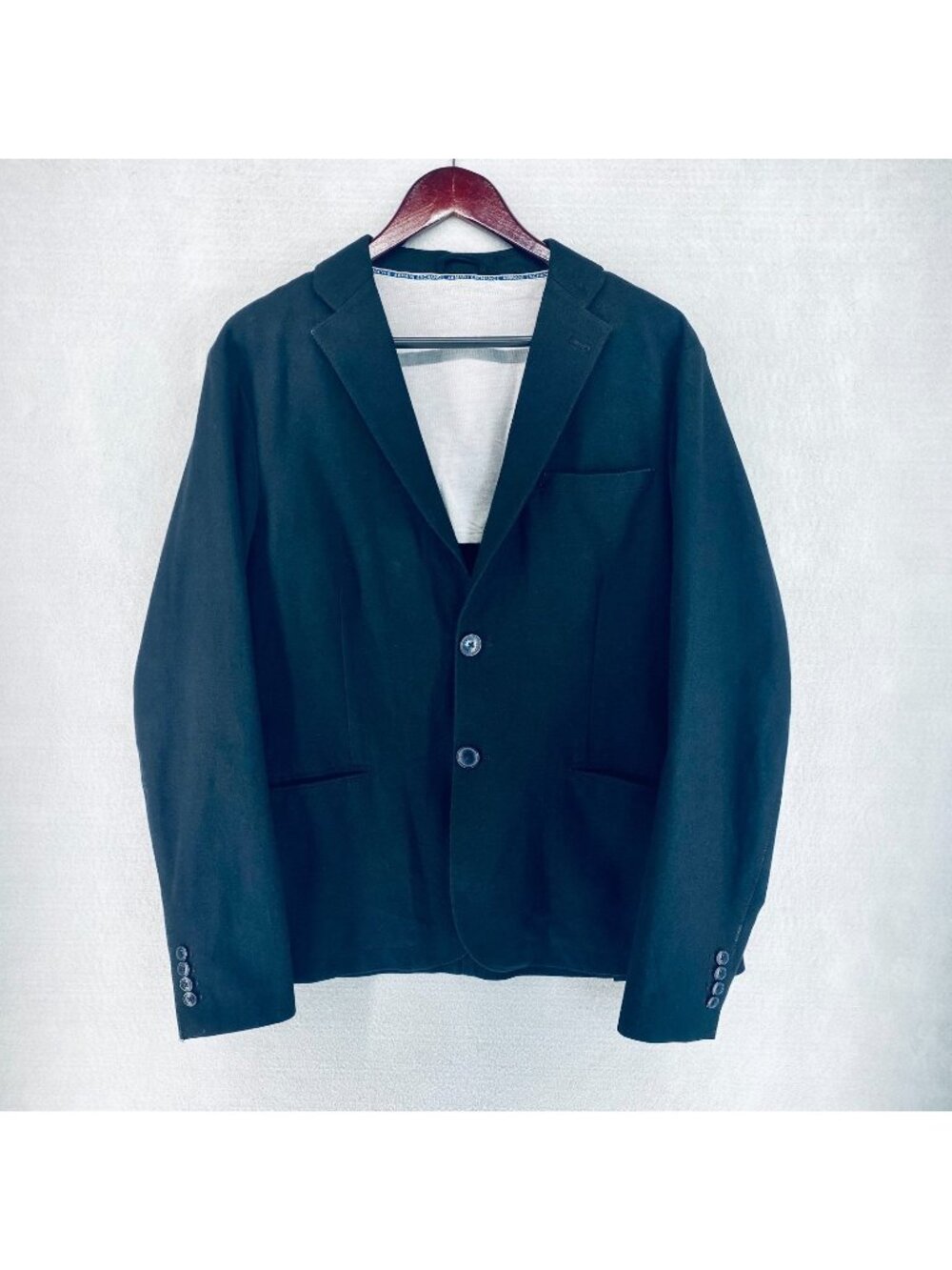 Armani Exchange Seersucker Blazer Mens 42R Black Cotton Blend Sport Coat Jacket